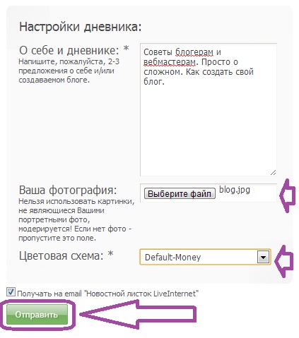 Как Создать Дневник на Liveinternet. Шаг 4.